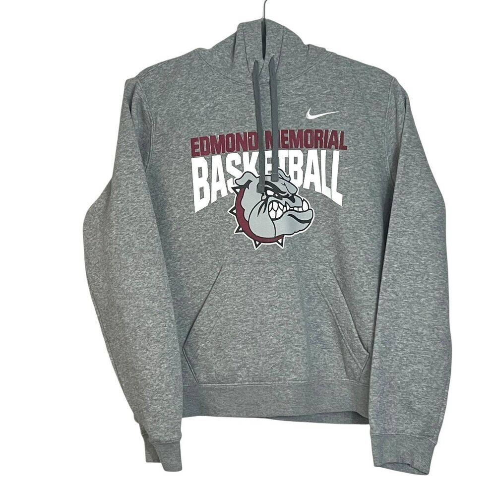 Nike Teens Edmond Memorial Basketball Hoodie Sweatshirt Gray Size M Bulldogs - Picture 1 of 5